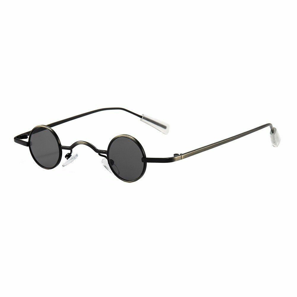 Sunglasses Retro Mini Round Men Metal Frame Gold Black Small Round Popular Lens