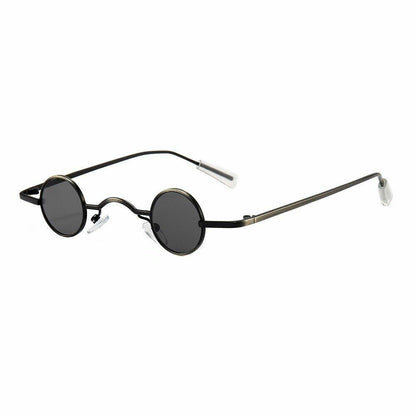 Sunglasses Retro Mini Round Men Metal Frame Gold Black Small Round Popular Lens