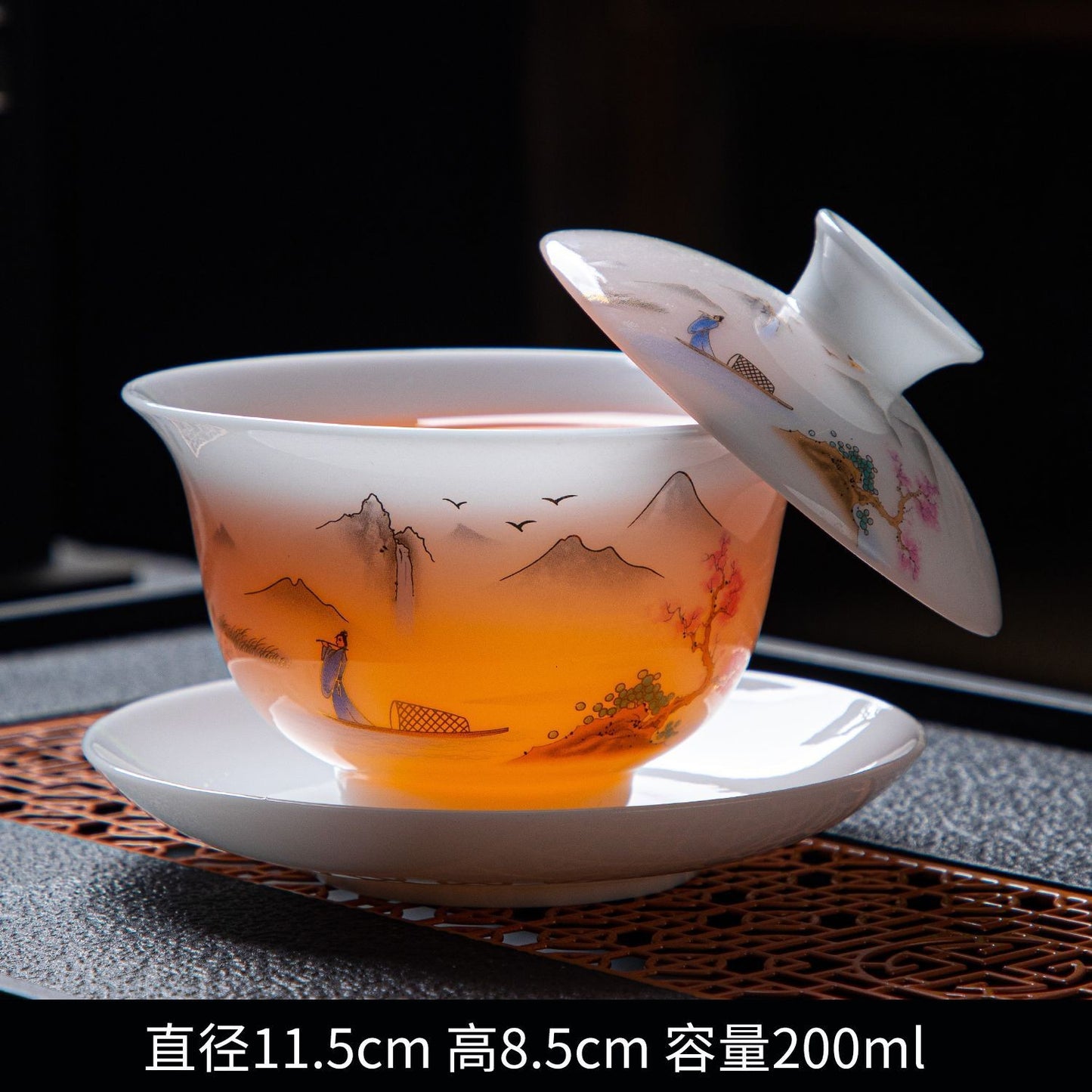 Thin Tire White Ceramic Tea Bowl Dehua Ice Jade Ceramic Tea Cup Ceramic Tea Set