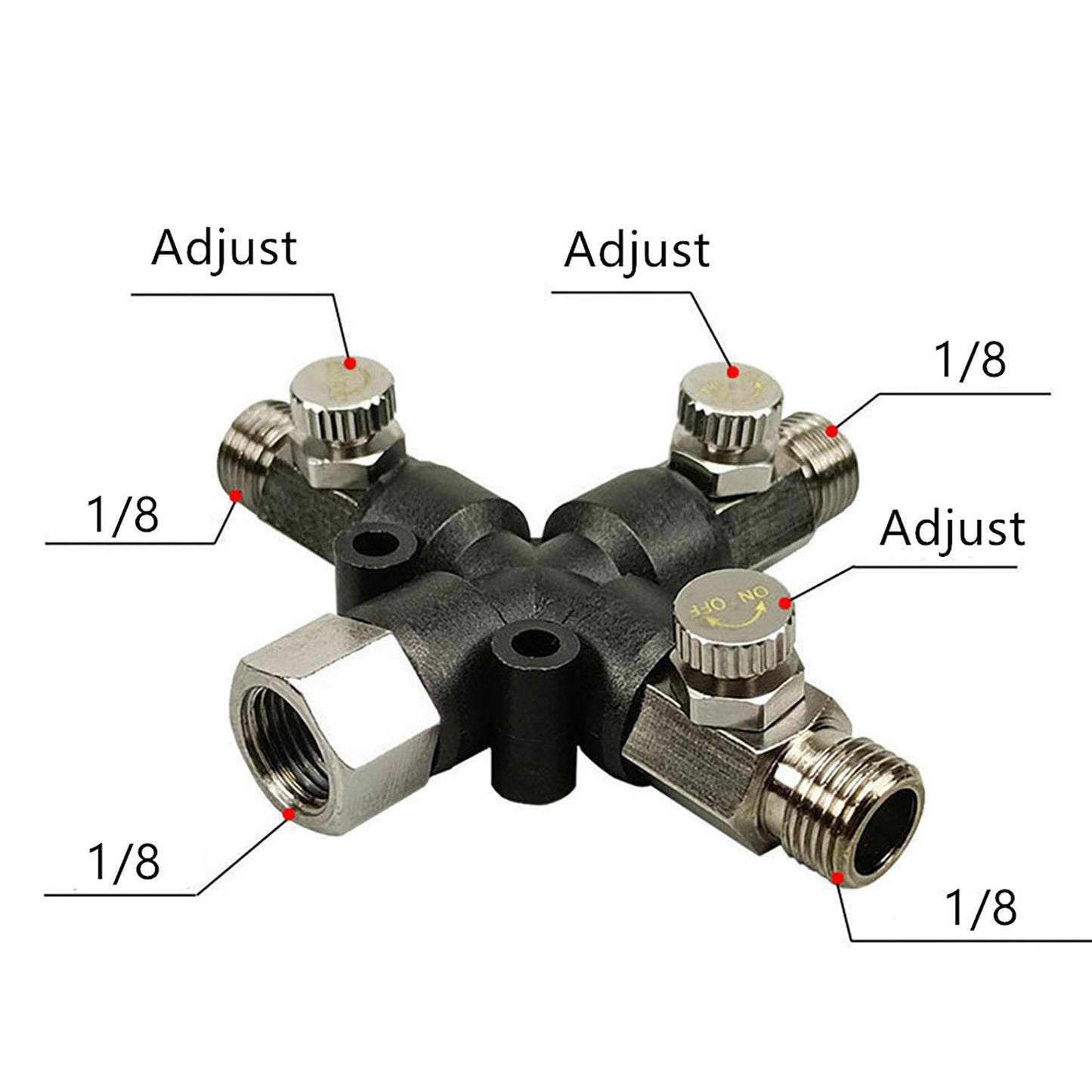 3 in1 1/8 Three Way Adjustable Air Hose Splitter Airbrush Connecting Accessories