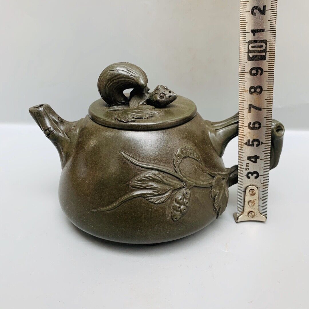 Vintage Chinese Yixing Purple Clay Teapot Zisha Ceremony Carving Collectible Art