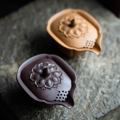 150ml Tea Pot With Infuser Handmade Yixing Zisha Purple Duan Clay Lotus Design