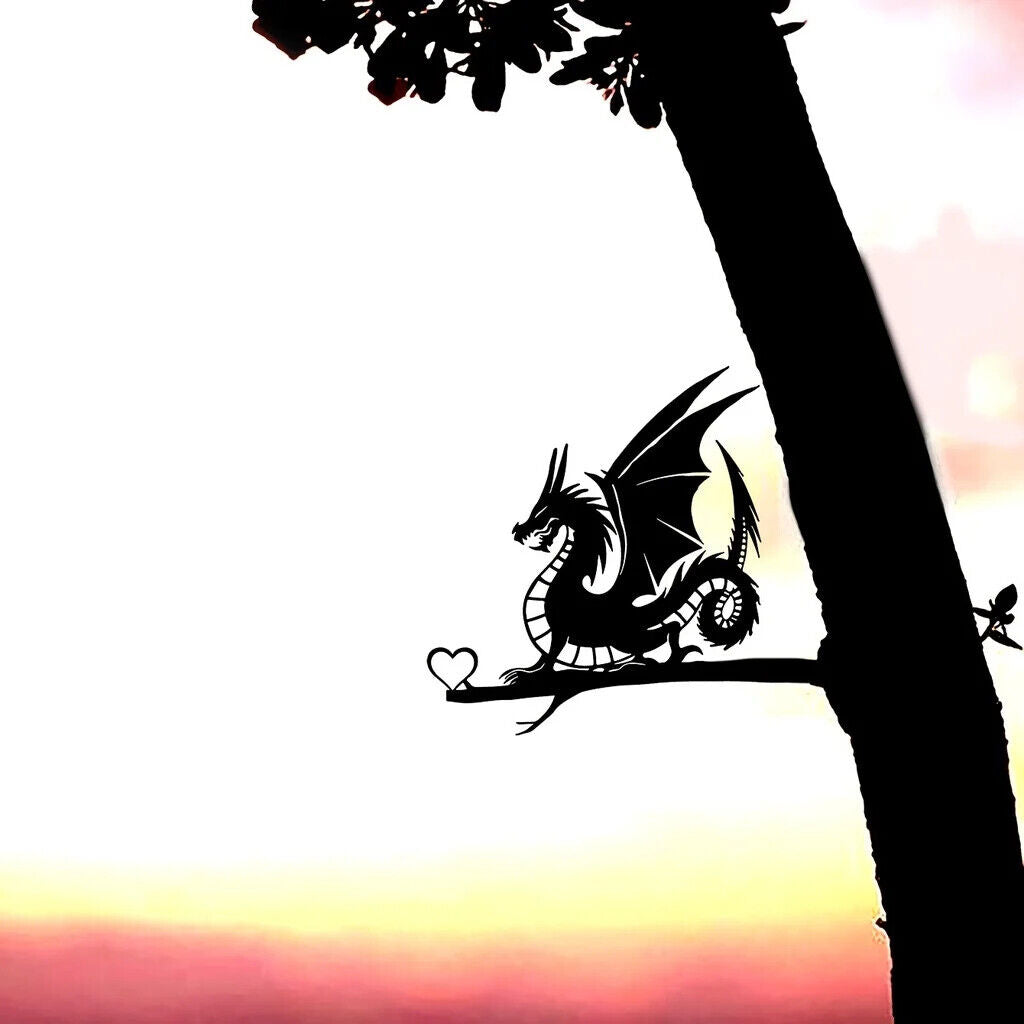Dragon On Branch Steel Silhouette Metal Wall Art Home Garden Yard