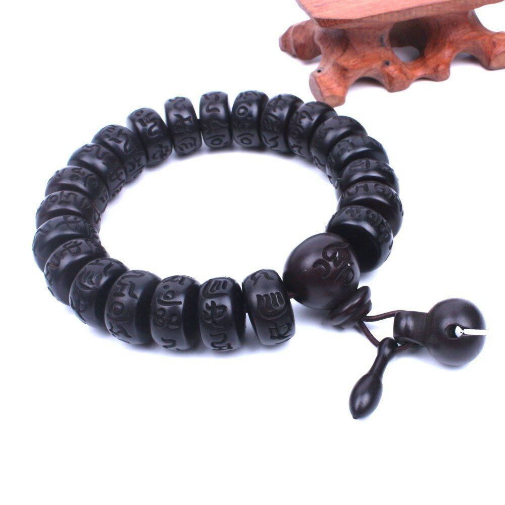 Tibetan Buddhist male om mani padme hum bracelet wood Mala Prayer Beads Men