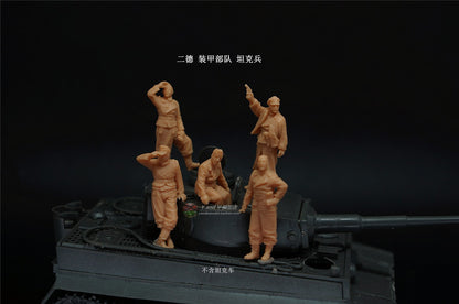 1/72 1/64 1/87 WWII German Armor Tank Troopers 5-Persons Unpainted Model