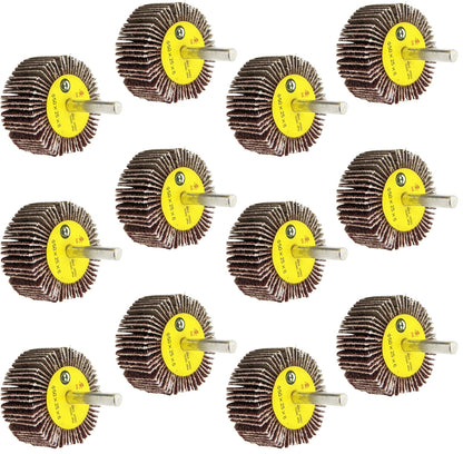 12 Pack ¼" Shank 80 Grit Flap Wheels, Aluminum Oxide Sandpaper - 2"×1"×¼"