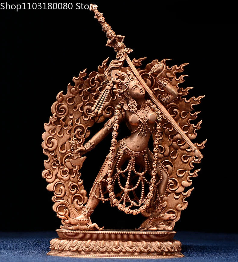 Exquisite Red Copper Carving Vajrayogini Buddha Statue Tibet Buddhism Statue