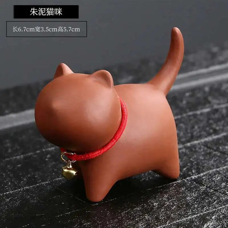 Handmade Purple Clay Cat Tea Pet Ceramic Tea Pet Cute Little Ornament