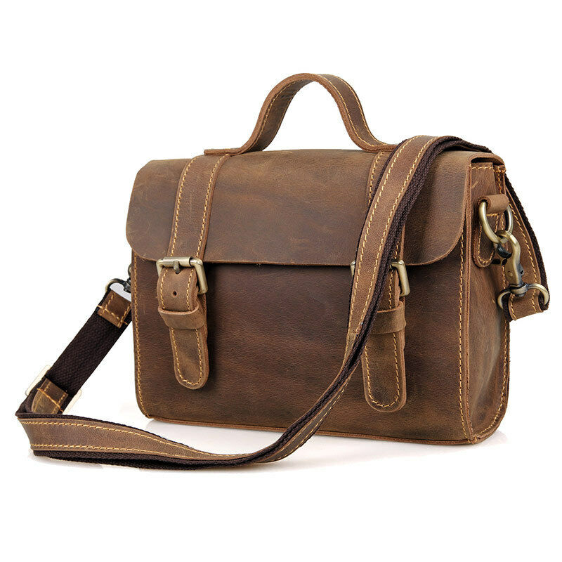 Men and Women Crazy Horse Leather Shoulder Messenger Bag Travel Small Handbag