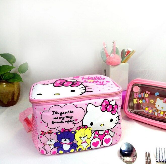 Cute Hello Kitty School Picnic Insulated Cooler Lunch Box Bag Hand Shoulder Bag