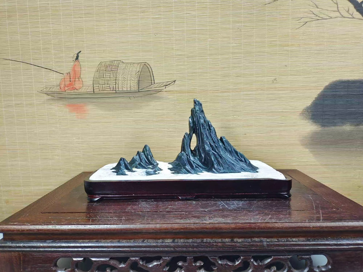 Natural Stone Mountain Stones Bonsai Suiseki Lingbi Stone White Home Design
