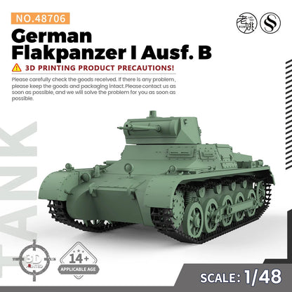 SSMODEL 48706 V1/48 25mm Military Model Kit German Flakpanzer I Ausf. B