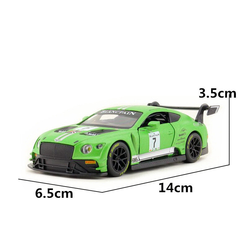 1:32 Diecast Bentley GT3 Racing Car Metal Car Model Toy Pull Back Sound Light