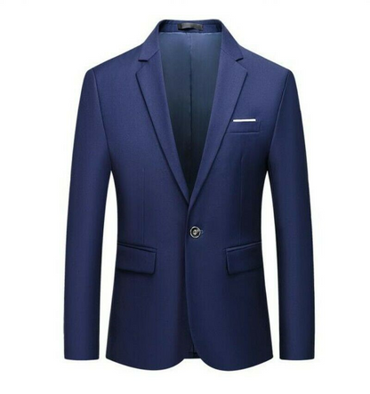 Men's Blazer Jacket One Button Slim Fit Business Long sleeve Casual Coat New @