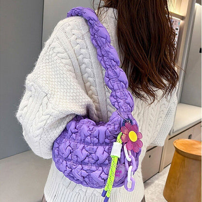 Nylon Women Shoulder Bags Lady Handbags Pleated Underarm Bag Small