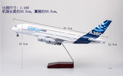 1:160 46CM AIRBUS A380 Passenger Airplane Landing Gears Resin Aircraft Model