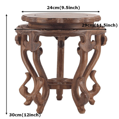 Wenge Wood Bonsai Display Rack Fish Tank Vase Stone Wooden Round Base Stand