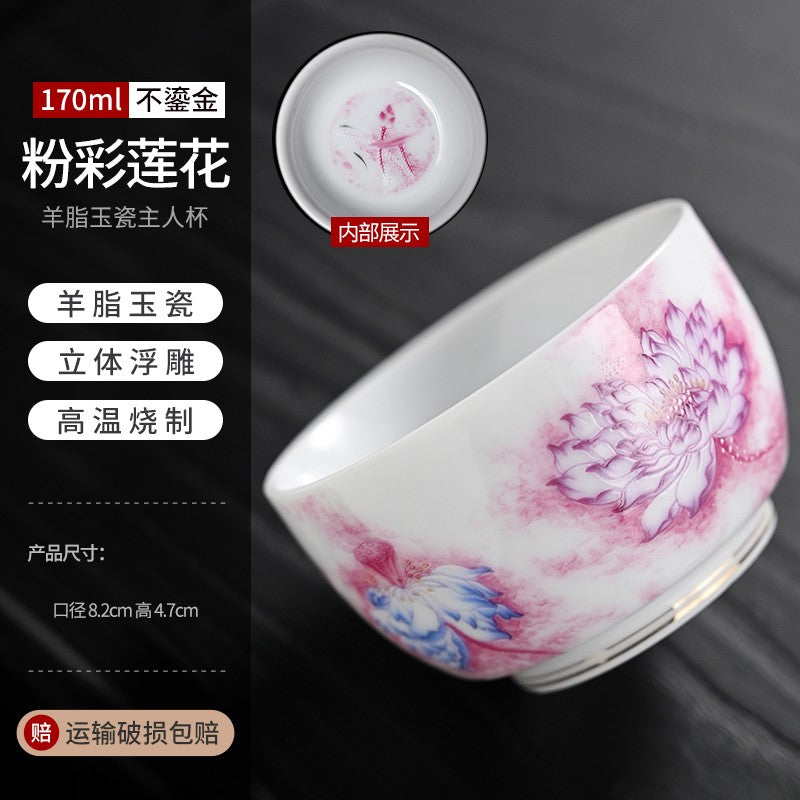 Ceramic Tea Cup Master Cup Tea Cup, Sheep Fat Jade Porcelain