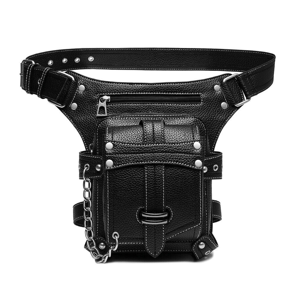 Lady's Leather Leg Drop Belt Bag Punk Rock Motorcycle Thigh Hip Waist Fanny Pack