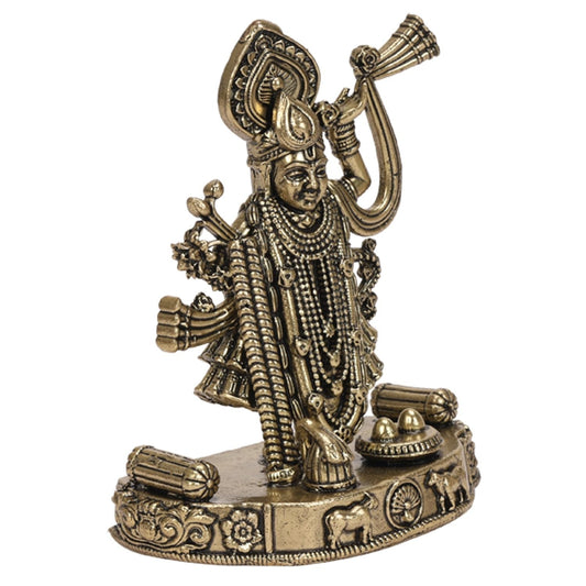 Brass Shreenath ji Murti Dwarikadhish God Avatar of Shri Krishna Idol Statue