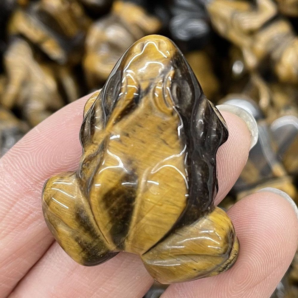 Frog Statue Figurine Natural Stones Hand Carved Ornament Healing Crystal 30x38mm