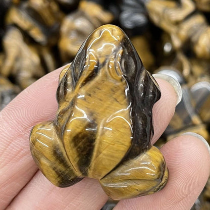 Frog Statue Figurine Natural Stones Hand Carved Ornament Healing Crystal 30x38mm