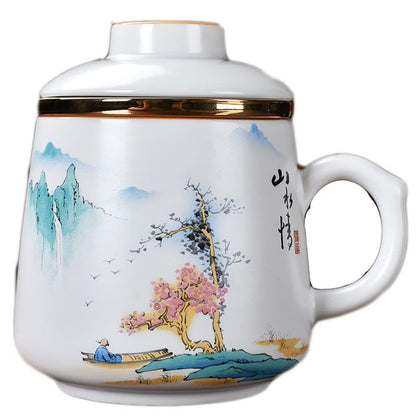 380ml Mug Ceramic Cup Tea Separation Water Cup Filter Tea Cup Kung Fu Tea Set