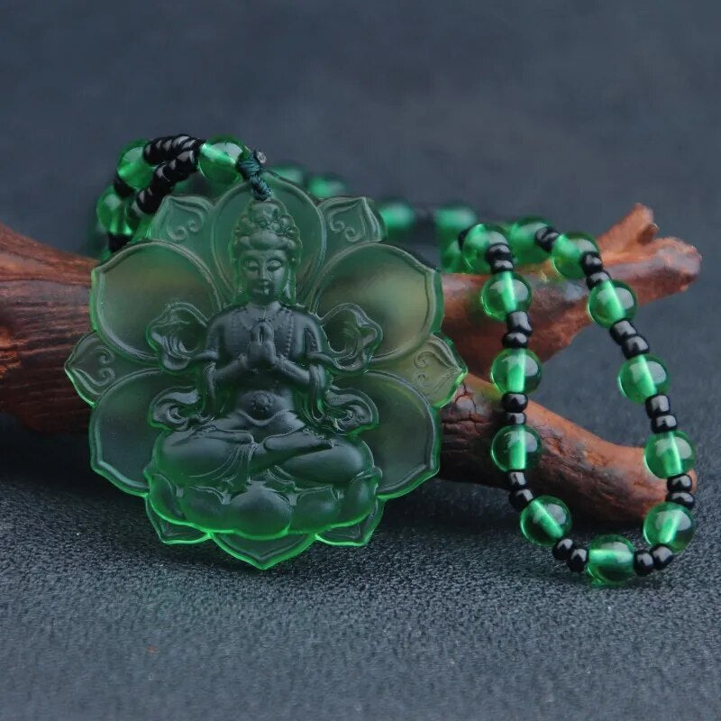 Crystal Buddha Green Tara Amulet Buddha Charms Tibetan Buddhism Religion