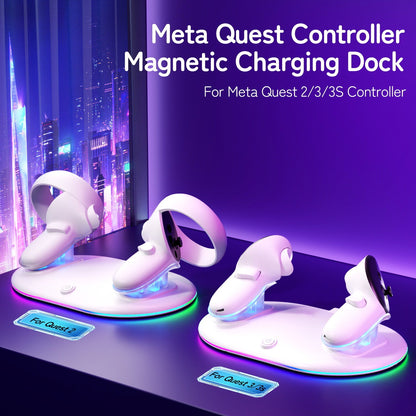 Magnetic Charging Dock for Meta Quest 2/3/3S Controllers Fast Charge Capability