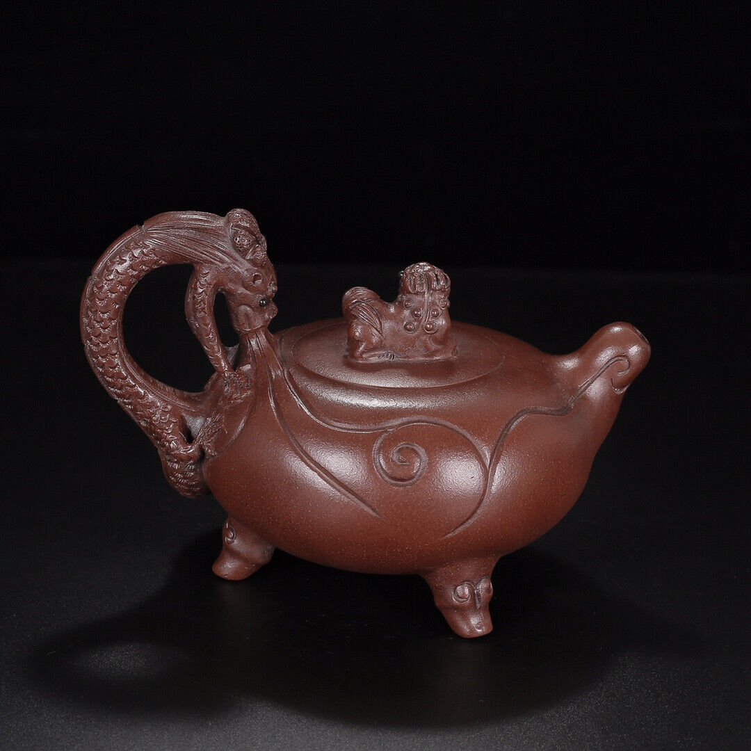 l-0Chinese Yixing Zisha Clay Handmade Exquisite Teapot （龙腾盛世 底款：徐汉棠）