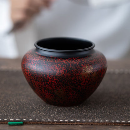 Vintage Lacquer Iron Tea Wash Small Tea Residue Jar Kung Fu Tea Set Accessory