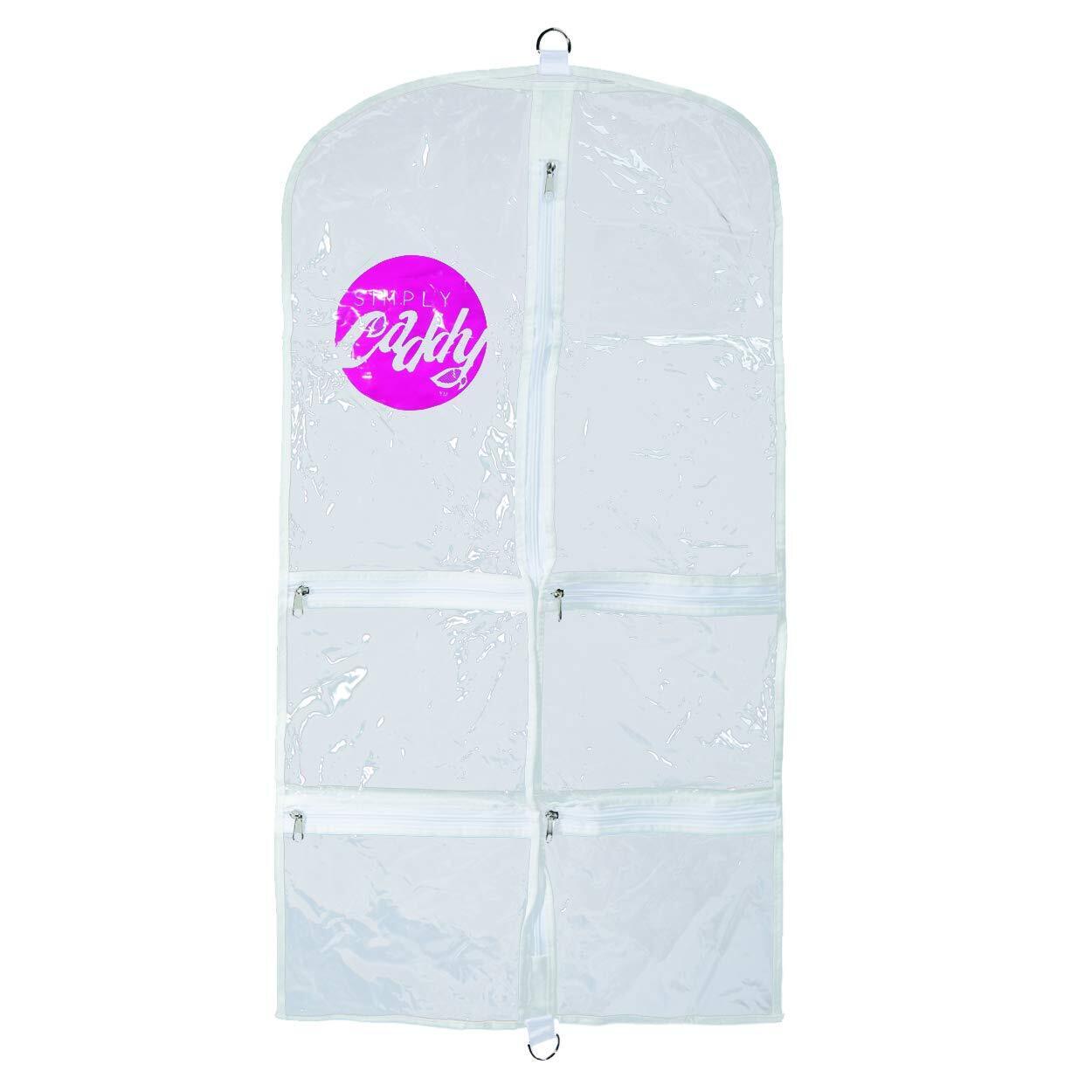 Costume Garment Bag With Pockets, White Trim One Size, Clear