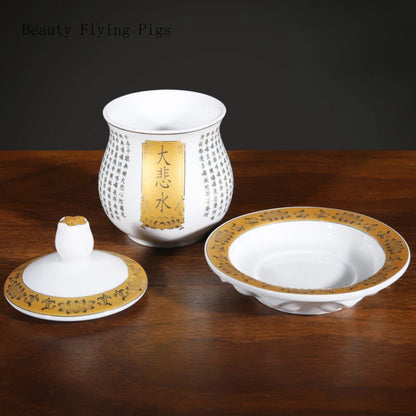 1-Piece Ceramic Water Cup Buddhist Temple Boat Victims -
