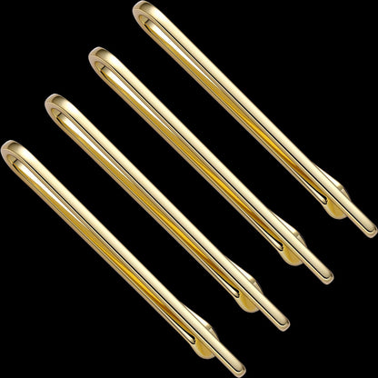 Men Tie Clip 4Pcs Set Stainless Steel Skinny Bar Gift Box Packed Wedding Jewelry