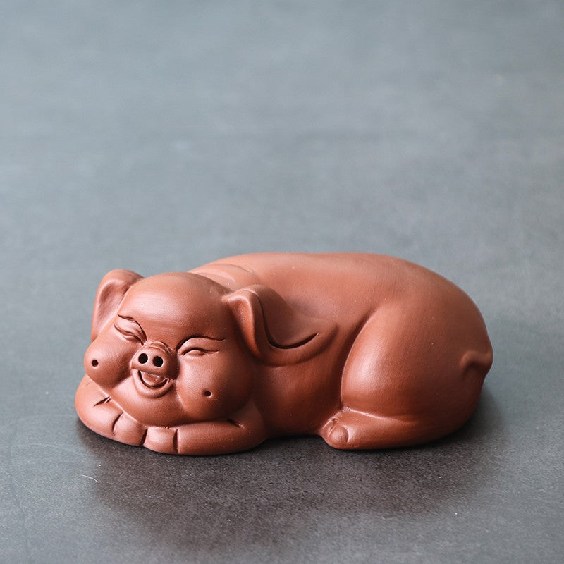 1PC Purple Clay Tea Pets Exquisite Small Luck Pigs Small Ornaments