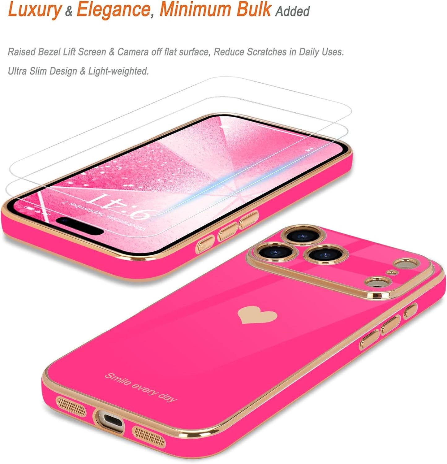 for Iphone 17 Pro Max Case with Screen Protector [2 Pack] Girl Women Cute Girly