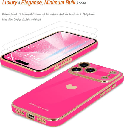 for Iphone 17 Pro Max Case with Screen Protector [2 Pack] Girl Women Cute Girly