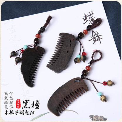 Creative Mini Ebony Mini Comb Pendant Convenient Sandalwood Small Comb Key Chain