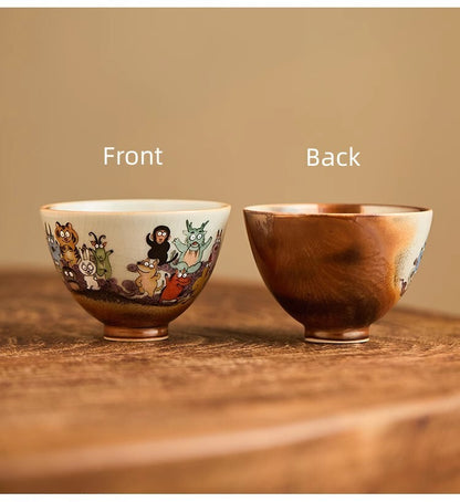 100cc China JingDeZhen Hand Drawing 12 zodiac master tea cup beauty ceramic cup