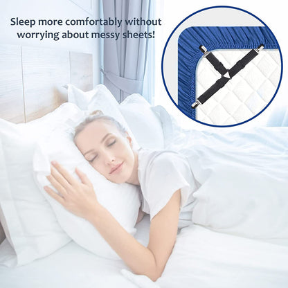 4Bed Sheet Fasteners Adjustable Elastic Suspenders Straps Mattress Covers Clips
