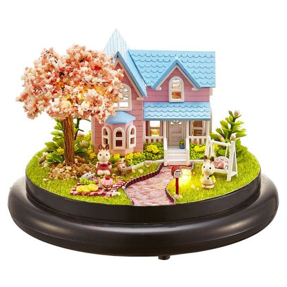DIY Mini Glassball Sweet House Wooden Pocket Miniature Kit for Valentines Gift