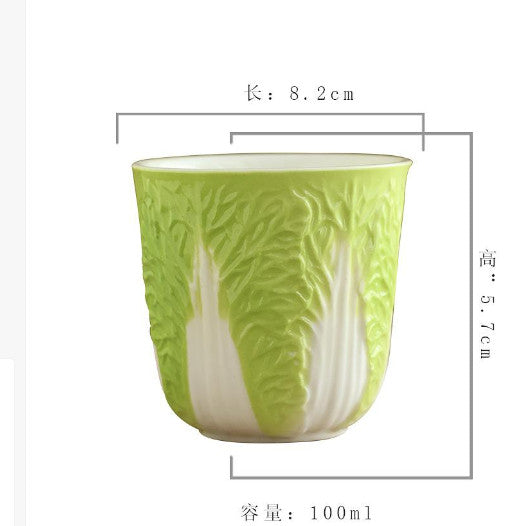 1pc Sheep Fat Jade Cabbage Tea Cup Ceramics Household Tea Tasting Cup