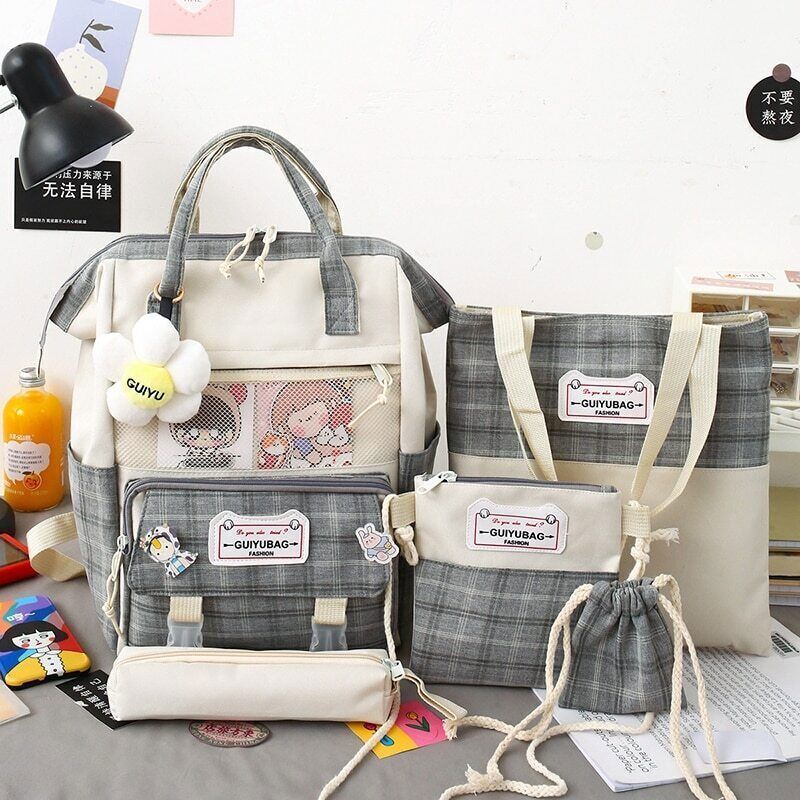 5 Set Women Backpack School Bags Teenage College Student Kids Book Bagpack