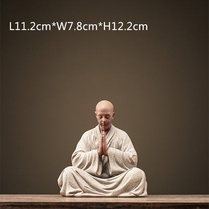Handmade Tea Pet Home Ornaments Monk Statue Safety Good Luck Tea Tray Decoration