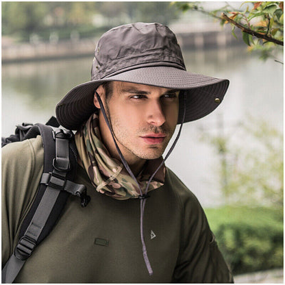 Sun Hat UV Protection Wide Brim Breathable Bucket Cap Summer Fishing Men Women