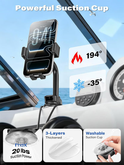 Boat Phone Holder Suction Cup Mount – Waterproof Marine Dashboard Cell Phone Hol