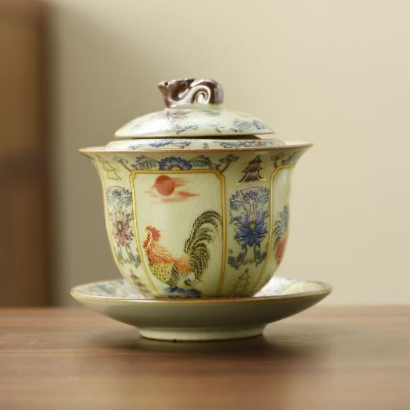 Ru Porcelain Golden Rooster Dawn Teacup Master Cup Household Tea Cup