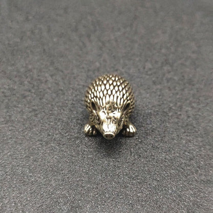 Solid Brass Hedgehog Figurine Animal Statue Toy Ornament Miniature Gift Tea Pet