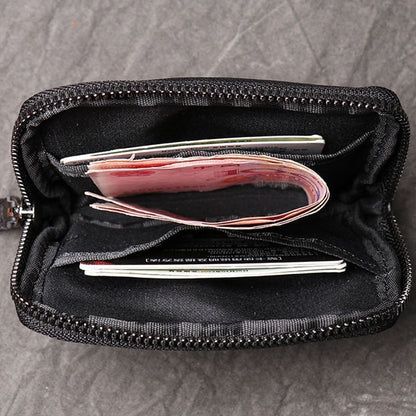 Genuine Leather Suitable Pocket Wallets Mini Zipper Small Purse Retro Key Holder