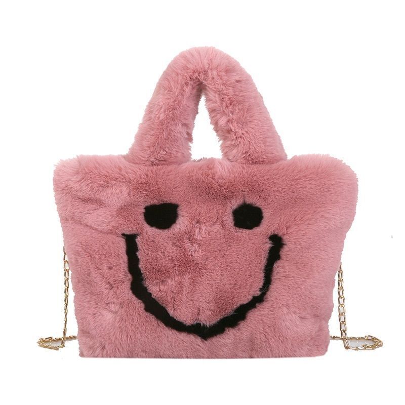 Women Smiley Handbag Buckle Shoulder Bag Soft Party Little Tote Purse Crossbody